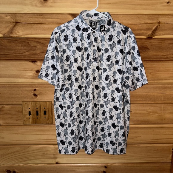 FootJoy Other - FootJoy Black and White Floral Polo Shirt